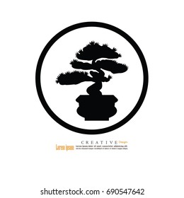 Bonsai.bonsai with potted icon.vector illustration.