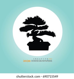 Bonsai.bonsai with potted icon.vector illustration.