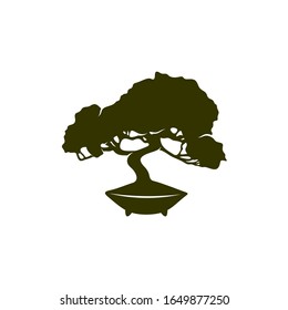 Bonsei logo vector design template, Silhouette Bonsei logo, Illustration