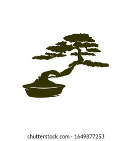 Bonsei logo vector design template, Silhouette Bonsei logo, Illustration