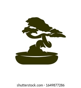 Bonsei logo vector design template, Silhouette Bonsei logo, Illustration