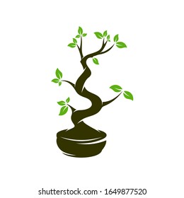 Bonsei logo vector design template, Silhouette Bonsei logo, Illustration