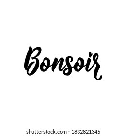 Bonsoir. French lettering. Translation from French - Good evening. Element for flyers, banner and posters. Modern calligraphy. Ink illustration