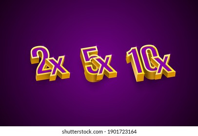 Bonus 2x, 5x, 10x prize winner, big jackpot game, casino sign set. Vector illustration