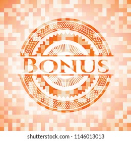 Bonus abstract orange mosaic emblem with background