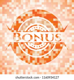 Bonus abstract orange mosaic emblem with background