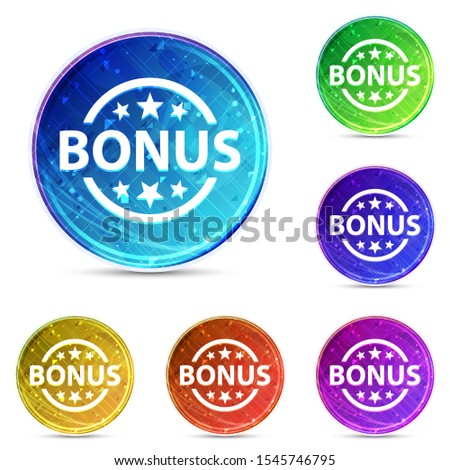 Bonus badge icon isolated on digital abstract round buttons set illustration