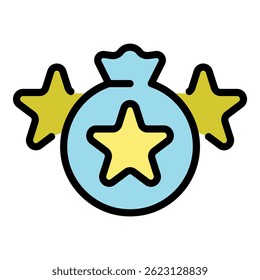 Bonus bag icon. Outline bonus bag vector icon color flat isolated