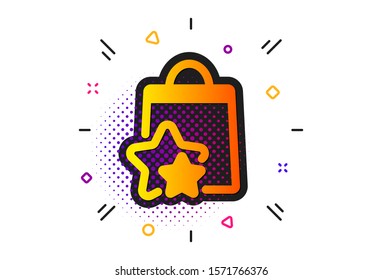 Bonus bags. Halftone circles pattern. Loyalty points icon. Discount program symbol. Classic flat loyalty points icon. Vector