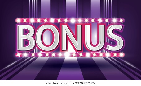 bonus banner design with spotlights. casino and jackpot winner special discount vector illustration design template.