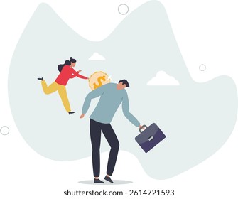 Bonus, benefit or incentive program to motivate exhausted employee, money or salary raising, support or reward for hard work concept.flat character life .