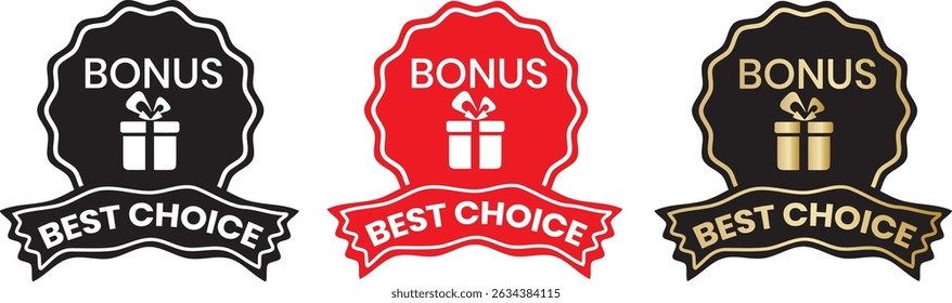 Bonus Best Choice Badge Set - Black, Red, and Gold Award Seals