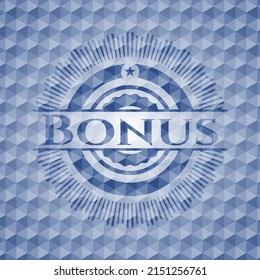 Bonus blue badge with geometric pattern background. Vector Illustration. Detailed. 