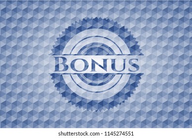 Bonus blue emblem with geometric background.
