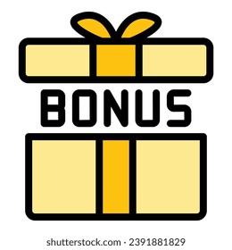 Vector de contorno de icono del cuadro de bonos. Programa del cliente. Color plano del visor de descuento