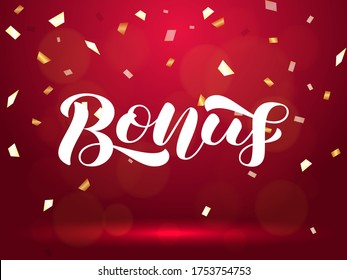 Bonus brush lettering. Word for card or poster. Vector illustration