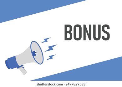 Botón de bonificación, Anuncio, etiqueta, Plantilla para el Sitio web. Texto de bonificación con icono de megáfono colorido
