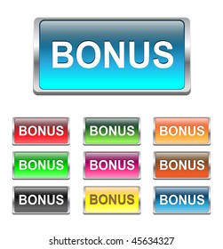 Bonus buttons multicolored icons set, vector