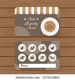 Bonus card for cafe, coffee image, vector illustration