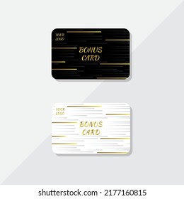 Bonus card with horizontal lines in the background. Formal dark and light template, useful for any design of invitation, shopping card (loyalty card), voucher or gift coupon. Vector illustration