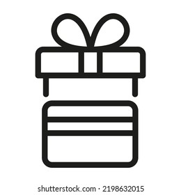 Bonus card icon. Gift credit card with gift box, vector illustration