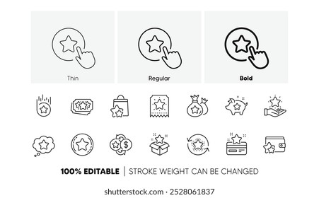 Bonus card, Redeem gift and discount coupon signs. Loyalty program line icons. Lottery ticket, Earn reward and winner gift icons. Linear set. Line icons set. Vector