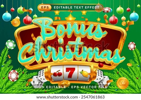 bonus christmas 3d text effect and editable text effect with christmas background