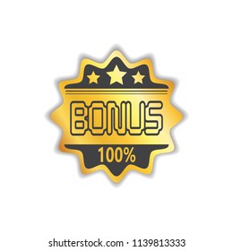 bonus circular golden medal icon isolated sticker badge logo design elements vector illustration
