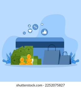 bonus concept Flash sale, retail concept, advertising, discount, sale banner, advertising, shopping, online, flat vector design template