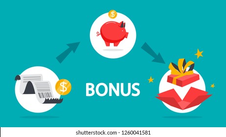 Bonus concept. Gift box with surprise inside as metaphor of bonus for purchase. Open package concept. Idea of promotion. Isolated flat vector illustration