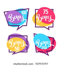 Bonus, Congratulation Bright Bubbles Collection With Lettering Composition