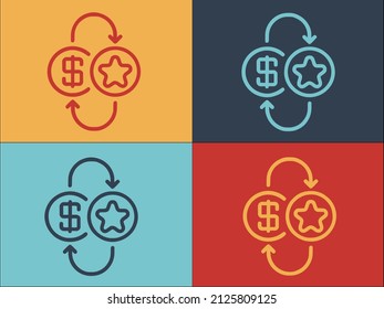 Bonus Convert Coin Logo Template, Simple Flat Icon of money,convert,currency