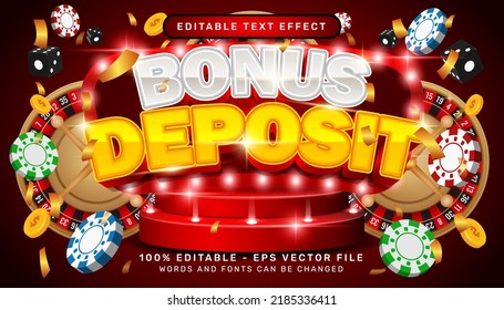 bonus deposit 3d text effect and editable text effect