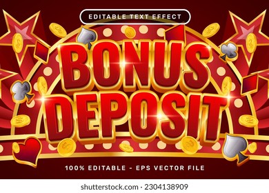 bonus deposit 3d text effect and editable text effect