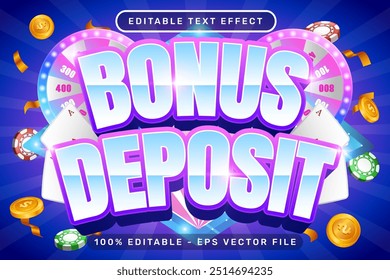 bonus deposit 3d text effect and editable text effect with light background