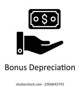 Bonus Depreciation vector   solid Icon Design illustration. Taxes Symbol on White background EPS 10 File
