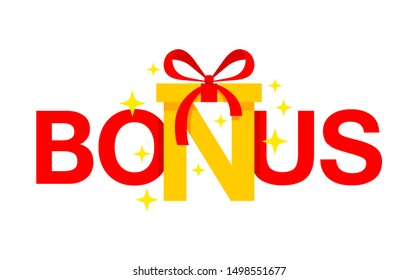 Bonus discount program creative banner concept - letter N in form of ribbon tied gift box