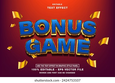 Bonus Game Luxury Gold Editable Text Effect template design with 3d style use for business brand and logo