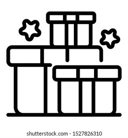 Bonus gift box icon. Outline bonus gift box vector icon for web design isolated on white background