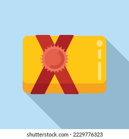 Bonus gift icon flat vector. Present box. Open package
