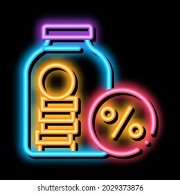 Bonus Glass Jar neon light sign vector. Glowing bright icon Bonus Glass Jar sign. transparent symbol illustration