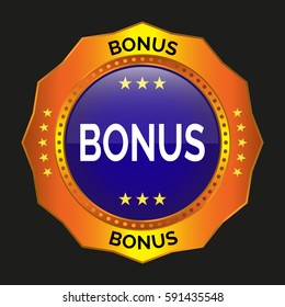 Bonus golden label on black background. Vector illustration