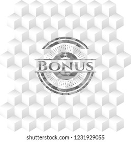 Bonus grey emblem with cube white background