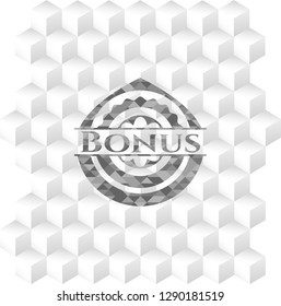 Bonus grey emblem. Vintage with geometric cube white background