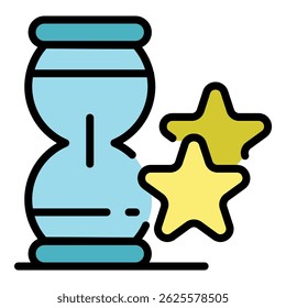 Bonus hourglass icon. Outline bonus hourglass vector icon color flat isolated