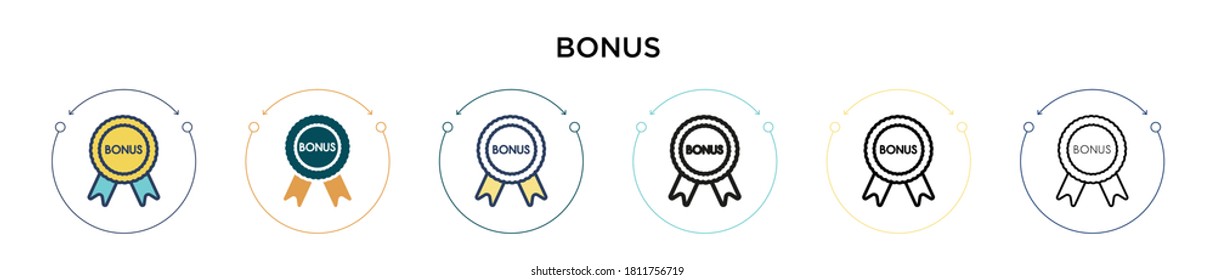 Icono de bono en el estilo relleno, delgado, contorno y trazo. Ilustración vectorial de dos diseños de iconos vectoriales de bono negro y coloreado se puede usar para móviles, ui, web