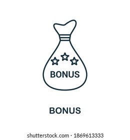 Icono de bonificación. Elemento de línea simple de la colección de programas de fidelización. Icono de bono relleno para plantillas, infografías y más.