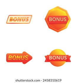 Bonus icons set cartoon vector. Various shopping bonus. Loyalty program concept