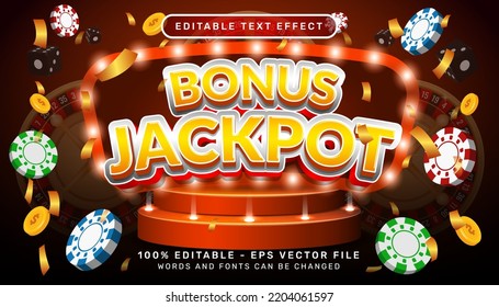 effet de texte 3d du jackpot de bonus et effet de texte modifiable