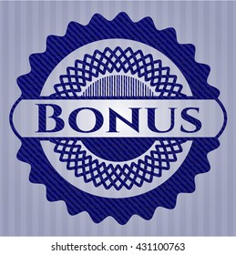 Bonus jean or denim emblem or badge background